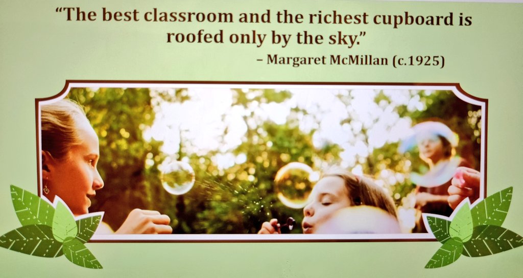 AoifeThereseM's tweet photo. "The best classroom &amp; the richest cupboard is roofed only by the sky."

It may be wet outside but we can't use that as an excuse to deprive our pupils of learning opportunities using the great outdoors.🌳

Practical advice from Tina McLaughlin at today's #Teacher2Teacher webinar. https://t.co/WEMKVIDzsf