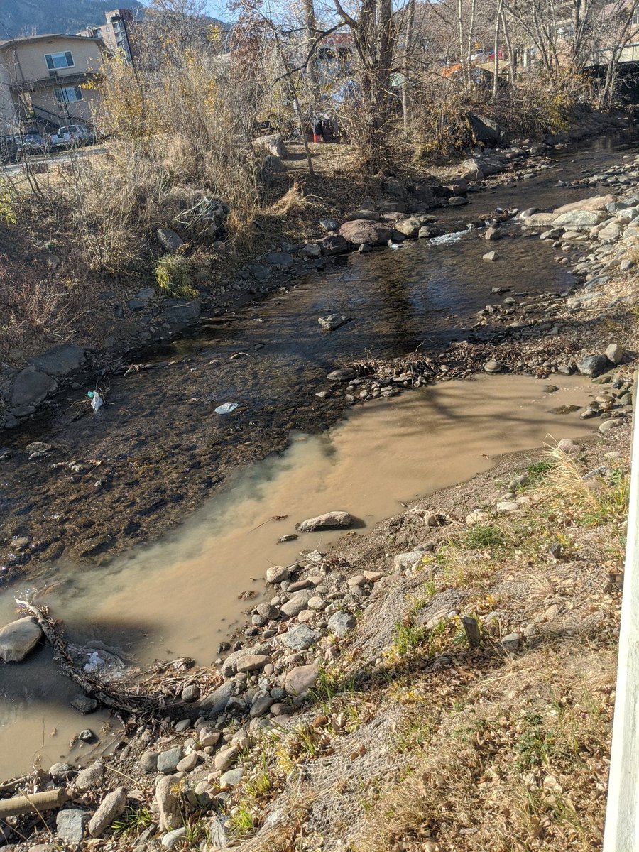 danielcorbett's tweet photo. Boulder creek isn't looking very healthy with miniscule flows, trash everywhere, and whatever is draining into it https://t.co/QjdfDE6a77