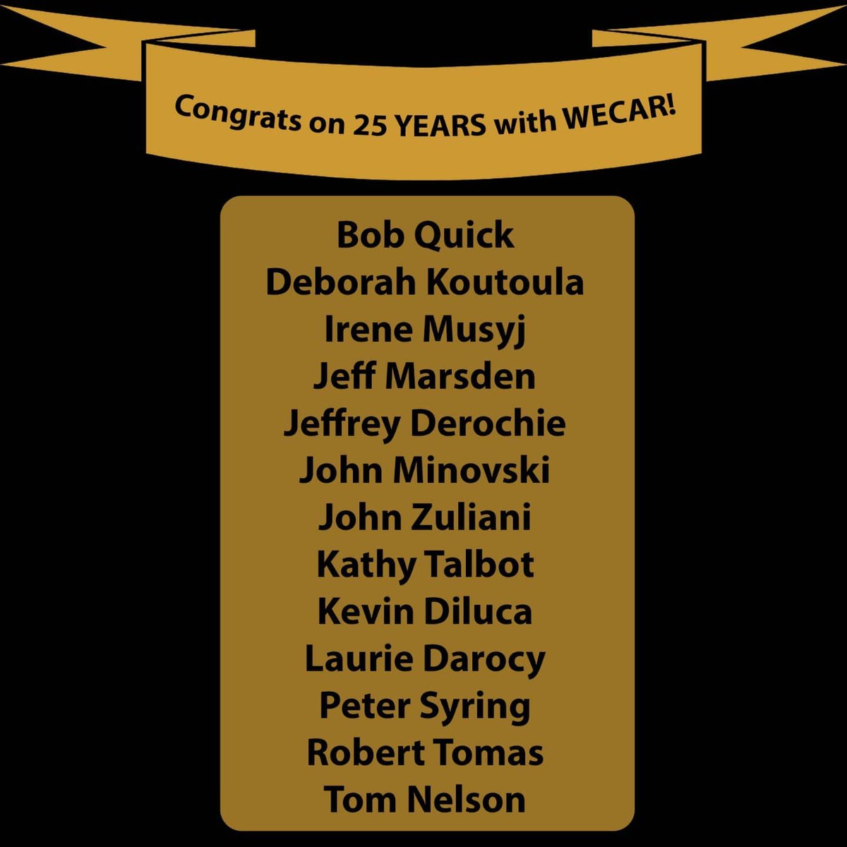 wecrealtors's tweet photo. Please join us in celebrating our Long Term Members!
Today we recognize our 25-Year Members! Let’s give them a virtual round of applause!
 
#WECAR #WindsorEssex #Celebration #LongTermMember #MemberRecognition #YGQREALTORS #TwentyFiveYears https://t.co/xiX2FxomuC