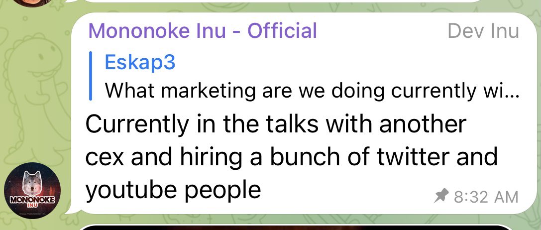 Sometimes Mononoke Inu Gold Nuggets are right in plain sight for the picking! You might want to load up with more coins before this information gets out to the masses! ;) #mkid #MononokeInu #nokenation #shib #fortune #saitama #eth #btc