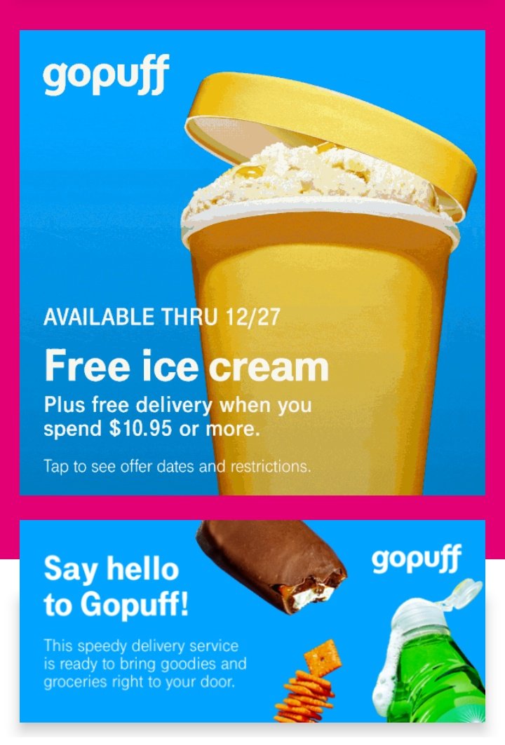 pen123ally's tweet photo. Code: GOQ8Y14NX Free GoPuff Snacks π β€οΈ π β π₯
The GoPuff app offers essentials and snacks delivered fast. ππ #gopuff #gopuffcode #gopuffdeal #gopuffpromo #gopuffsale #givingtuesday #givingtuesday2021 #sale #discounts #icecream π¨π¦ #freebiealert https://t.co/9pCUU12vb2