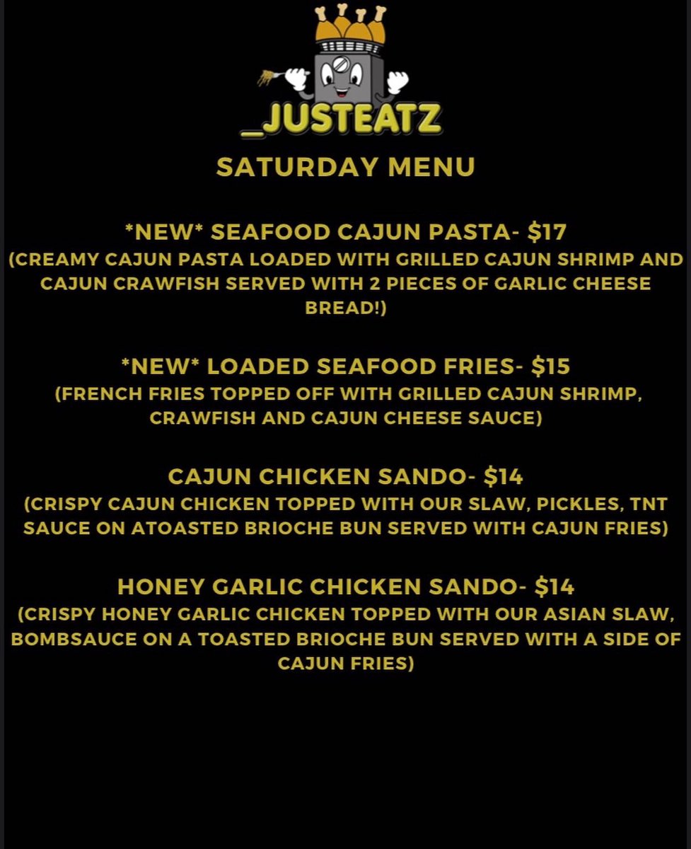 _jthach's tweet photo. Preorder window is up! Dm to preorder your plates for this Saturday! Don’t miss out on that new crawfish and shrimp pasta plate and loaded fries! 🔥 https://t.co/rlNWP4Xoru