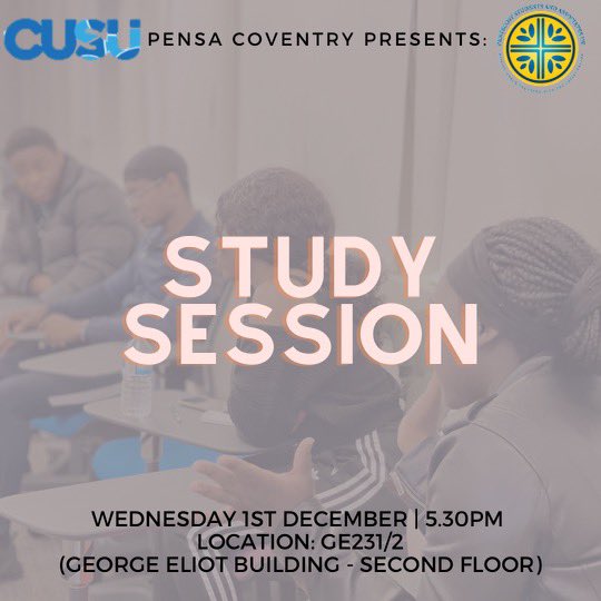 Hey guys,
Trust you all are well

We are back tomorrow 🥳
As we all know, deadlines are fast approaching and as a family we’d like to have study session together 📚

So don’t forget to bring your laptops, textbooks, chargers and water to keep you hydrated😁

See y’all tomorrow 🤍