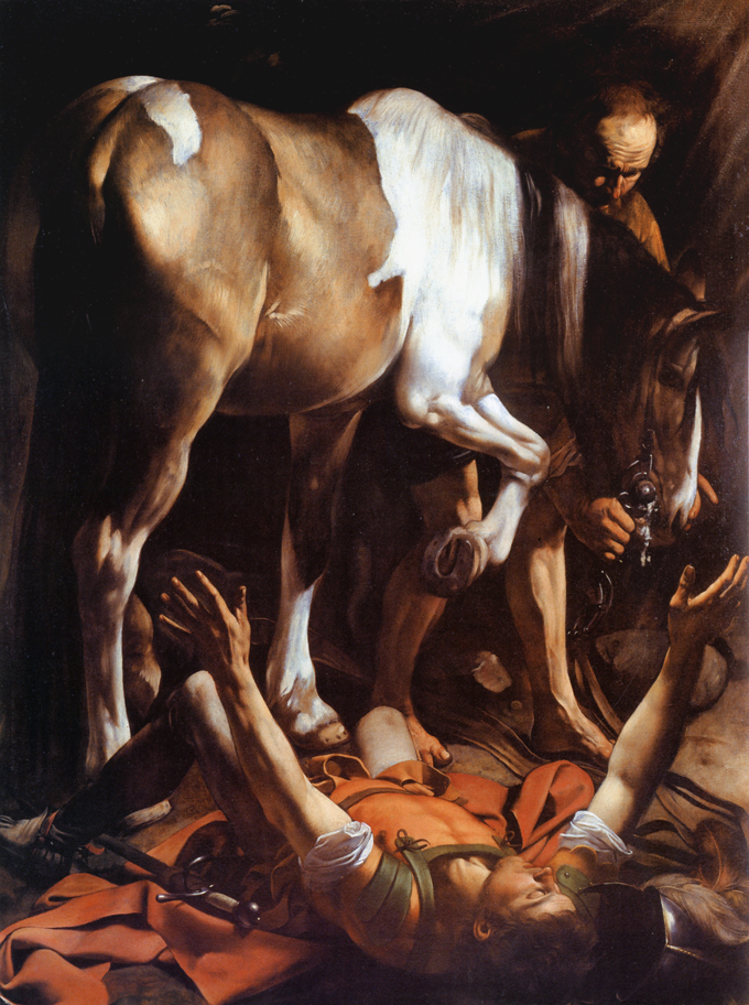 Caravaggio, Conversione di san Paolo, 1601. Olio su tela, 230 × 175 cm. Roma, Basilica di Santa Maria del Popolo.