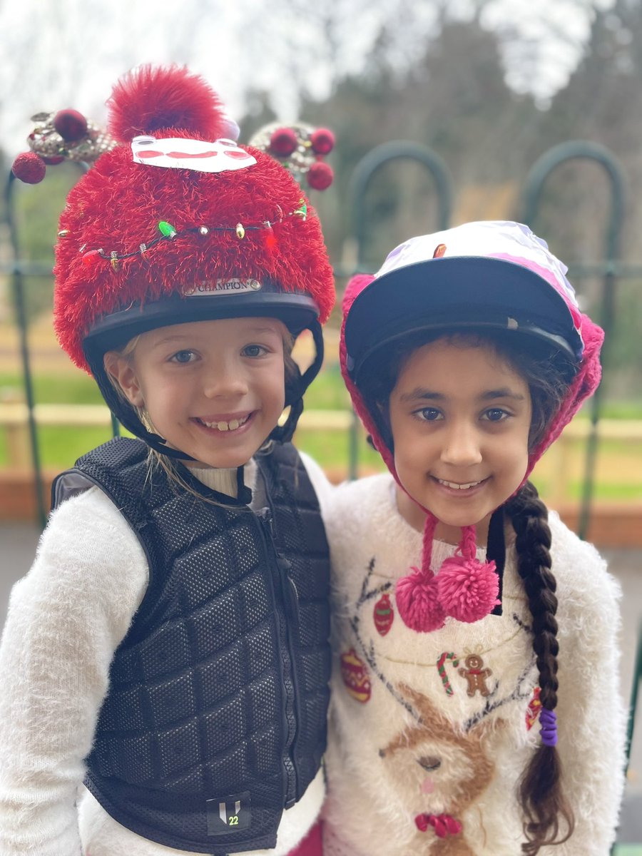 KESPreparatory's tweet photo. #StroudY3 horse riders were in a very festive mood this afternoon! What a super effort with your Christmas riding hat! #StroudOutdoors #StroudCreativity https://t.co/CLx8QdMpE9