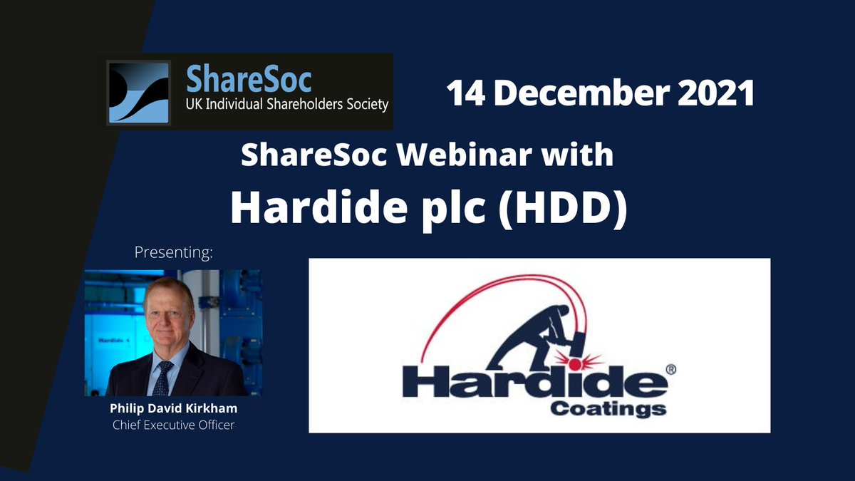 ShareSocUK's tweet photo. ShareSoc #Webinar with Hardide plc ($HDD) 14 December 2021. π₯π²π΄πΆπππ²πΏ π»πΌπ: https://t.co/rRCst7P2ov - Philip David Kirkham (Chief Executive Officer) presenting. #hardide #HDD #Investing #Finance @IFCAdvisory @marben100 @AmitVedhara @CliffW8 @Carmensfella https://t.co/lhUVPKeF7Q