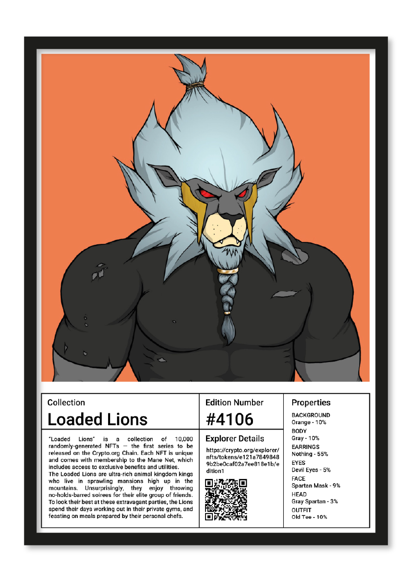 the_martian_nft's tweet photo. Well i decided to make a print template for my lion. How do you think it came out guys? #LoadedLions #cro #cryptocomnft https://t.co/6TbS30MPiu