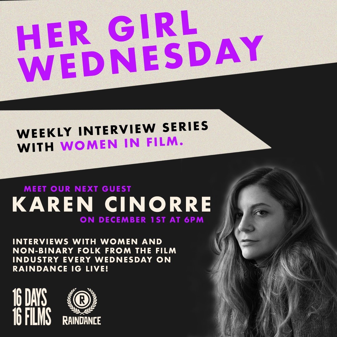 16Days16Films's tweet photo. Join us tomorrow at 6PM for our next #HerGirlWednesday with director Karen Cinorre. 

We'll be talking about her career so far, what inspired her feminist take in her feature MAYDAY which premiered at this year's @raindance, her current documentary THE LAST PEOPLE and more! https://t.co/QxMEmE6VIO