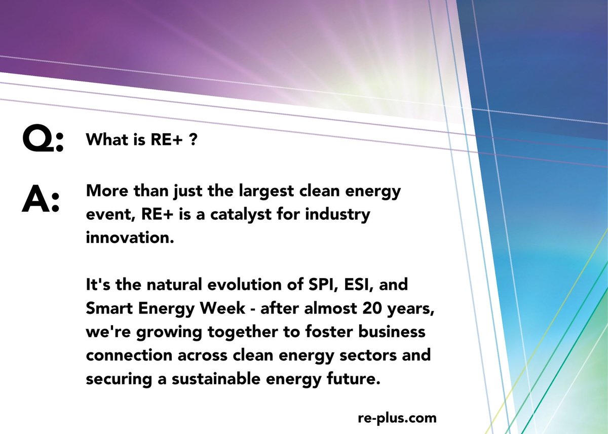 We're now RE+ Events (@spiconvention) on Twitter photo Get to know RE+! Follow us <a href="/REPlusEvents/">RE+ Events</a> for updates and mark your calendars for Sept. 19-22, 2022 in Anaheim, CA.
#replus #SPIcon #ESIcon #energytwitter Get to know RE+! Follow us <a href="/REPlusEvents/">RE+ Events</a> for updates and mark your calendars for Sept. 19-22, 2022 in Anaheim, CA.
#replus #SPIcon #ESIcon #energytwitter