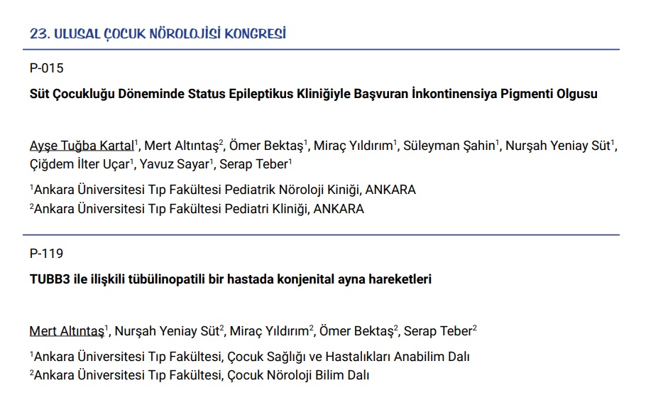 23. Ulusal Çocuk Nörolojisi Kongresi #pednöro2021
