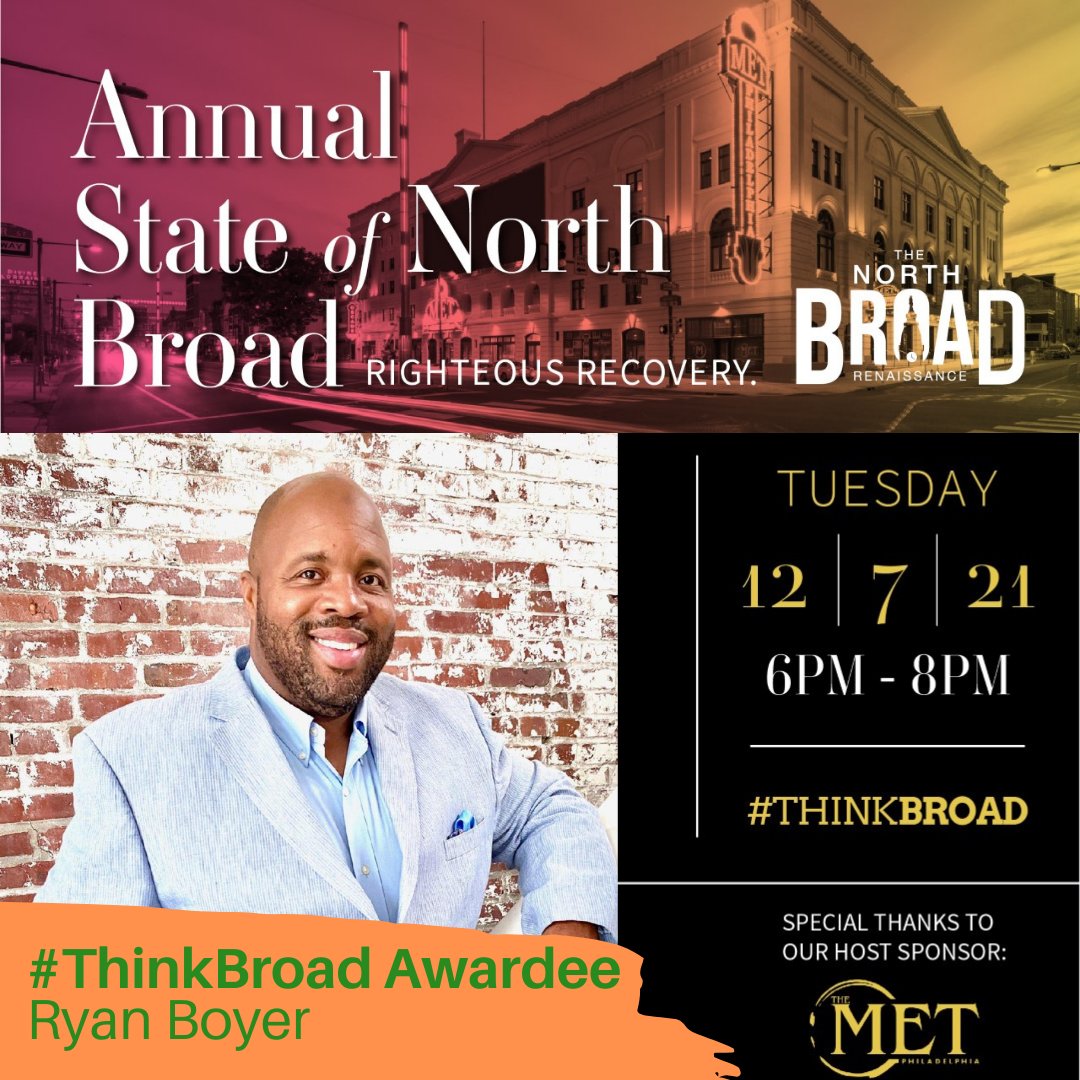 ThinkBroad_'s tweet photo. Speaking of the #ThinkBroad award, we're 1 week away from our State of North Broad event, live from @themetphilly! Don't miss the WOW factors and more! Register here: https://t.co/y5Pd3BG3eX
Sponsored by @ibxfdn @redtettemer @LiveNationPhila @BrownstonePR @econsultsolutns @AARPPA https://t.co/DuJHi8aayg