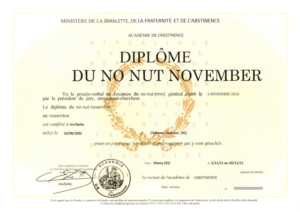 AruTachy's tweet photo. Le #NoNutNovember est fini les reufs GG a vous tous 
3eme année pour ma part (Venez DM pour les diplômes) https://t.co/xKPOjnmUVD