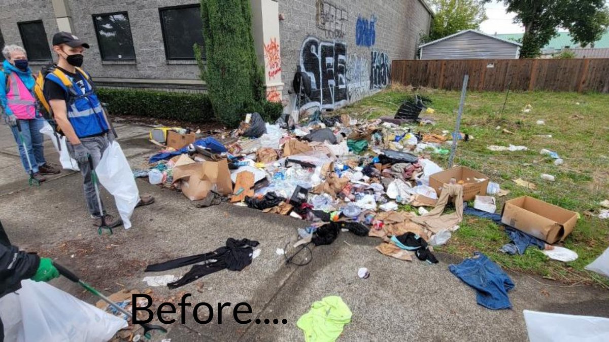 SOLVEinOregon's tweet photo. It's #GivingTuesday and SOLVE wants to give a special shoutout to all of the volunteers and supporters who make our work possible! These photos are from a cleanup on 97th &amp; Burnside earlier this year. Support a clean and healthy Oregon today! https://t.co/ylxzAcE31A https://t.co/lUOznfzaP4