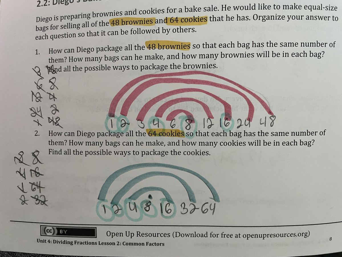 LangerMath's tweet photo. The kiddos had a BLAST learning about Factors and GCF today! They drew (and even colored) their own FACTOR RAINBOWS! Who says you donβt have fun in math class? π #PrettyColors #DrawingConnections #FunWithFactors @westcaryimps https://t.co/9zfFqCggHT