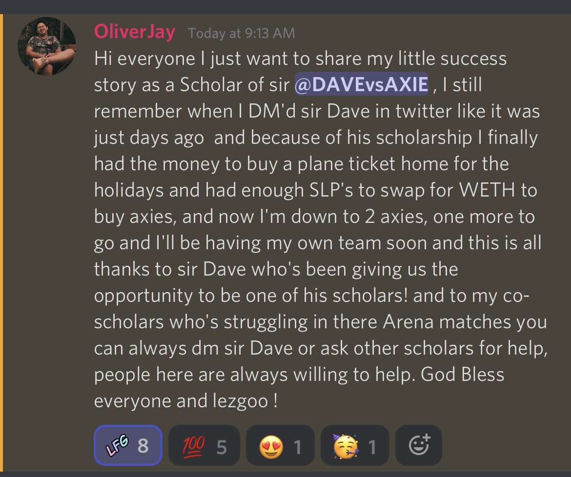 dzastr_eth's tweet photo. Feels good!! @Ollybuuuur bringing the success story and the feels. 

@AxieInfinity is changing lives and not stopping soon https://t.co/vzHkmLPF1D