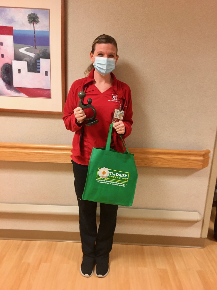 Ccox8Cox's tweet photo. Take a look at one of our newest Daisy winners, Katie Duncan from the cancer infusion center @IUHealthECR! The patient said Katie was her “Super Hero” during her chemo tmt. https://t.co/wcj23JgPAn