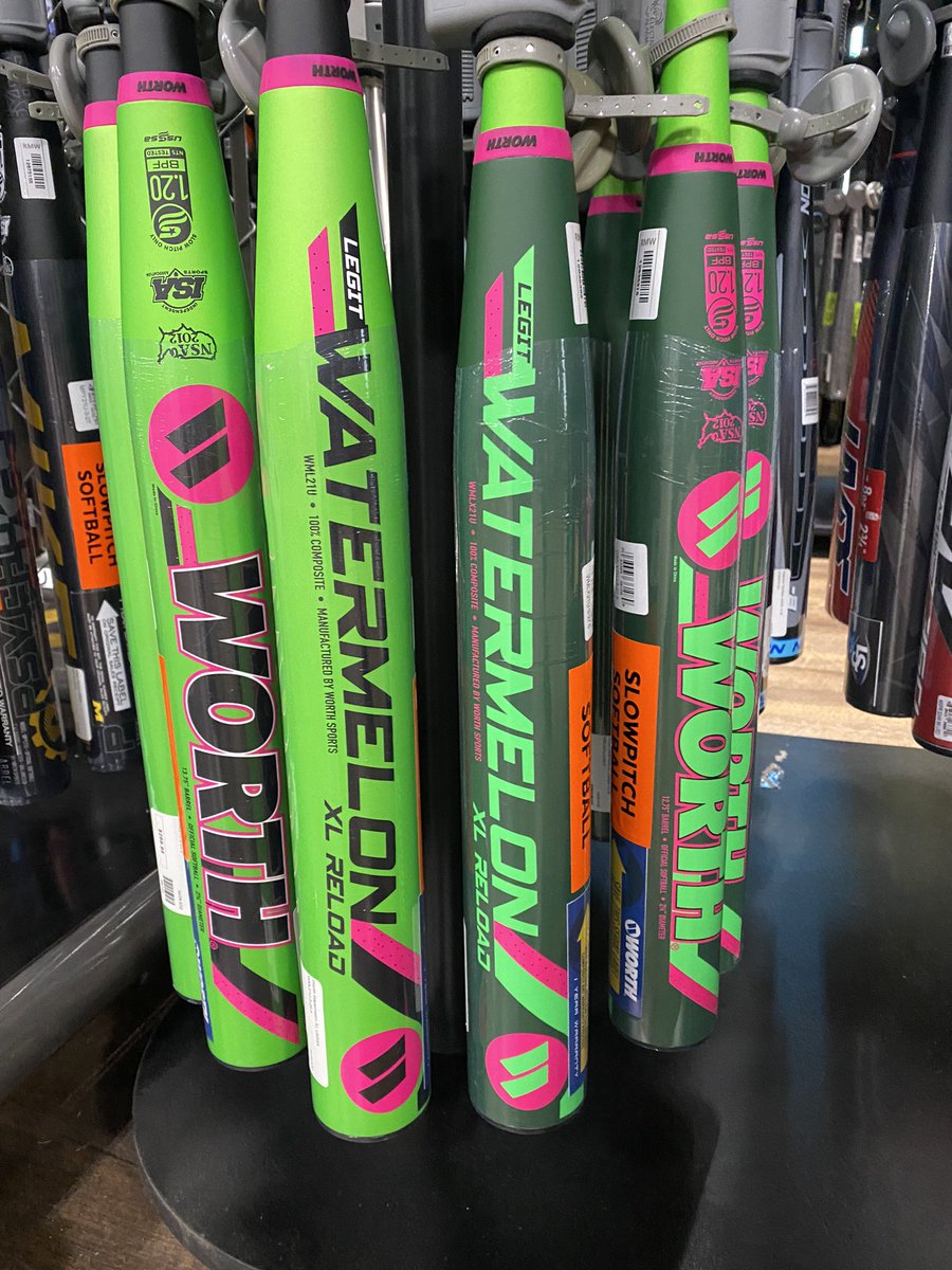 ebasesloaded's tweet photo. Watermelons now available in-store! We have the 12.75” and 13.75” Barrel in 25.5, 26.5 and 27.5 ounces! Come check them out before they are gone!   #softball #slowpitch #slowpitchsoftball #usssa #usssasoftball #worth https://t.co/VJGT2kpzR7