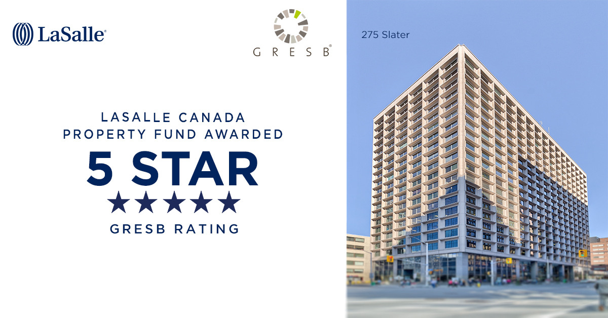 LaSalle Canada Property Fund (LCPF) achieved an impressive five star rating in the 2021 Global Real Estate Sustainability Benchmark (<a href="/GRESB/">GRESB</a>), placing ESG as a top priority for the fund. How did they do it? Find out more here: ow.ly/O3K450GZNn3