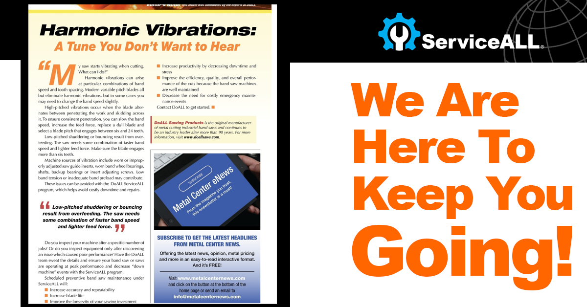 DoALLSawing's tweet image. Check out our article published in Metal Center News: Cutting Edge November Edition, “Harmonic Vibrations: A Tune You Don’t Want To Hear”.Read the article: bit.ly/3G0K8pl We’re here to keep you going! #bandsawmaintenance #bandsaw #bandsawmachines #bandsawservice #doall