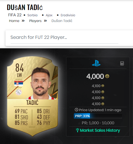 FutMerkez's tweet photo. 🇷🇸 TADIC 2500 > 4000 💰✅
🛒Satmalara doyamadık doyamadık...
📈Kar cebe yakışır.
🕺Değerlendirenleri tebrik ederiz.
#FIFA22
#FUT22
#signaturesignings
#TOTW
#TOTW11
#TOTGS https://t.co/CKW9M8NjNf