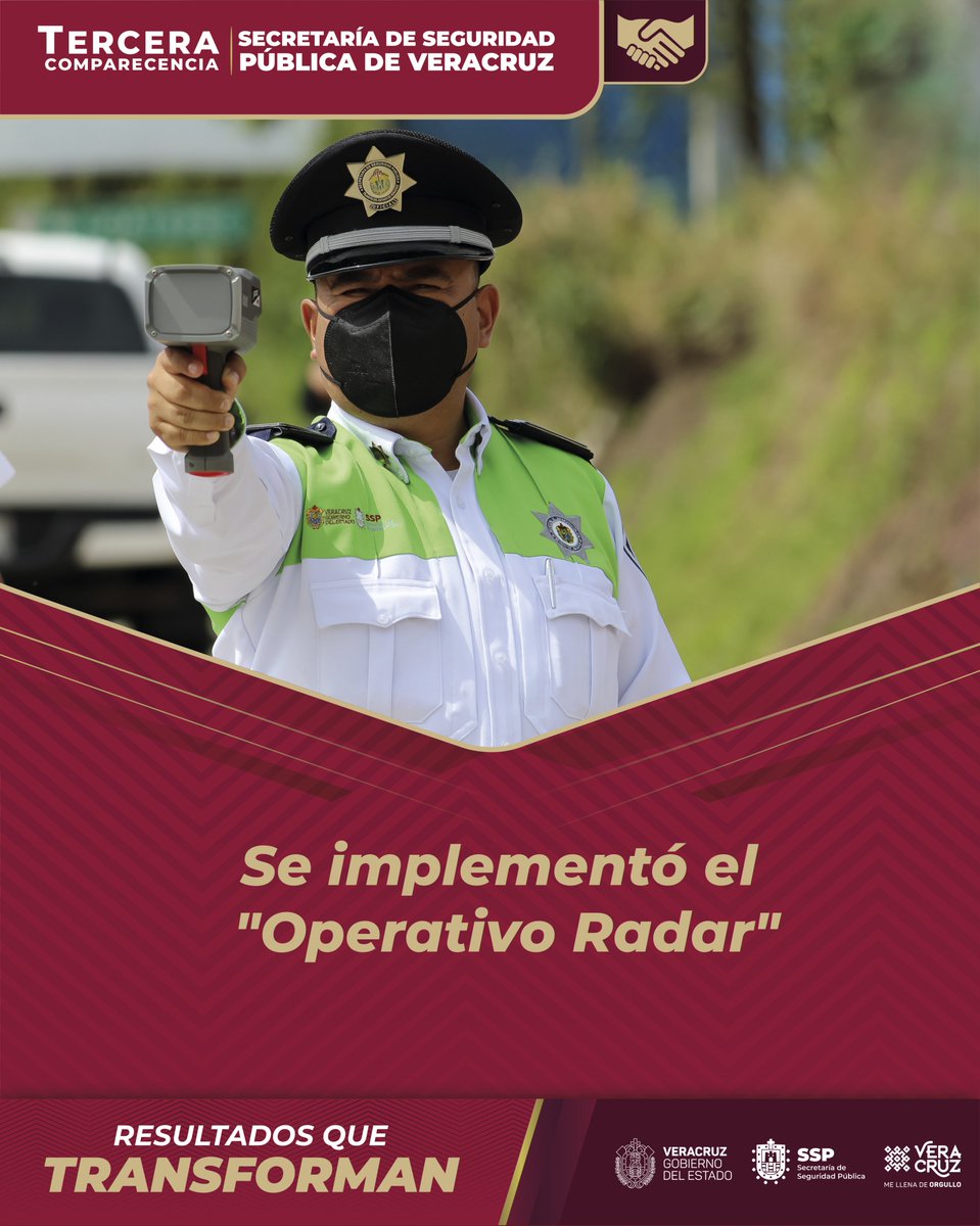 CEISver's tweet photo. Por tu seguridad @ssptransitover implementó el "Operativo Radar", con el que se busca reducir los accidentes generados por el exceso de velocidad. ¡A través de estas acciones, refrendamos nuestro compromiso de fortalecer la seguridad vial del estado! #ResultadosQueTransforman https://t.co/AkH57nj3fV