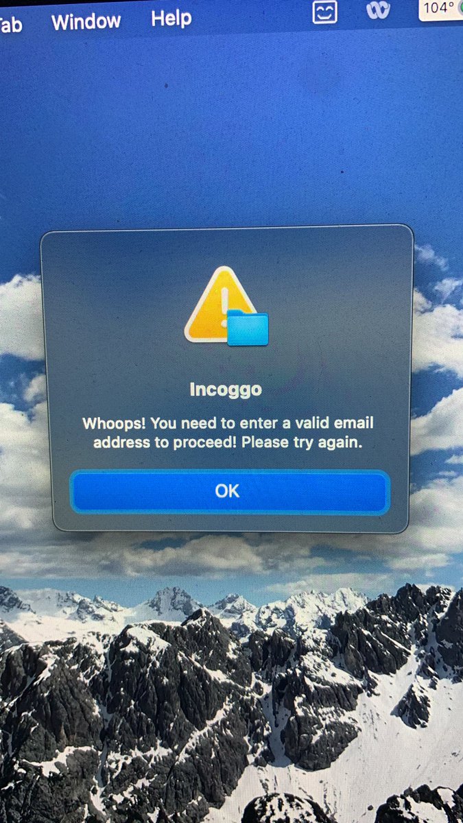 BridgittK's tweet photo. @incoggoapp Troubleshooting: Incoggo won’t launch even if I input my email address correctly https://t.co/TntF5xGi5Y