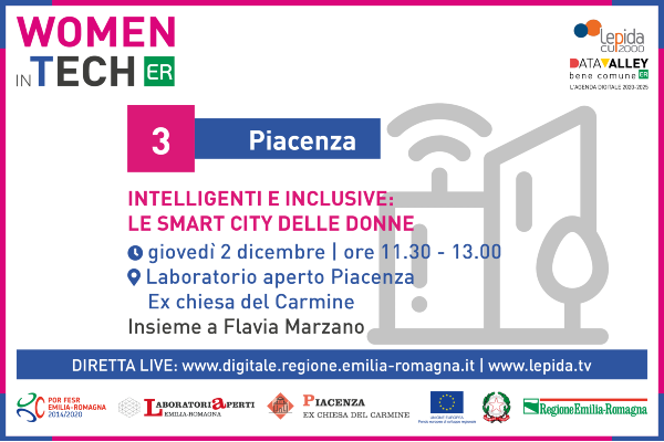 AgendaDigitalER's tweet photo. #ERwomenintech
 
👩‍💻 “Intelligenti e inclusive: le smart city delle donne”: appuntamento domani presso il Laboratorio aperto Piacenza per il terzo evento del ciclo Women in Tech, dedicato ai divari digitali di genere

Leggi la news 👉 https://t.co/MDJdRje0xA https://t.co/fScY3QDO84