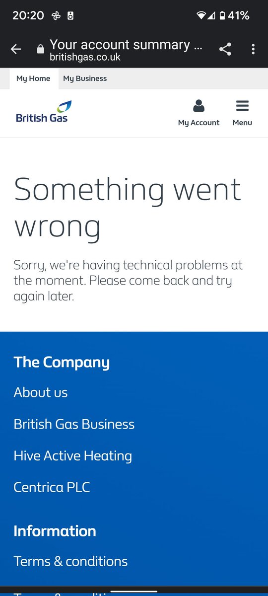 matthewaquinn's tweet photo. @BritishGasHelp I've signed up for a boiler service but can't login to book the appointment as it keeps showing this for the past day https://t.co/sa0BYYtmpQ
