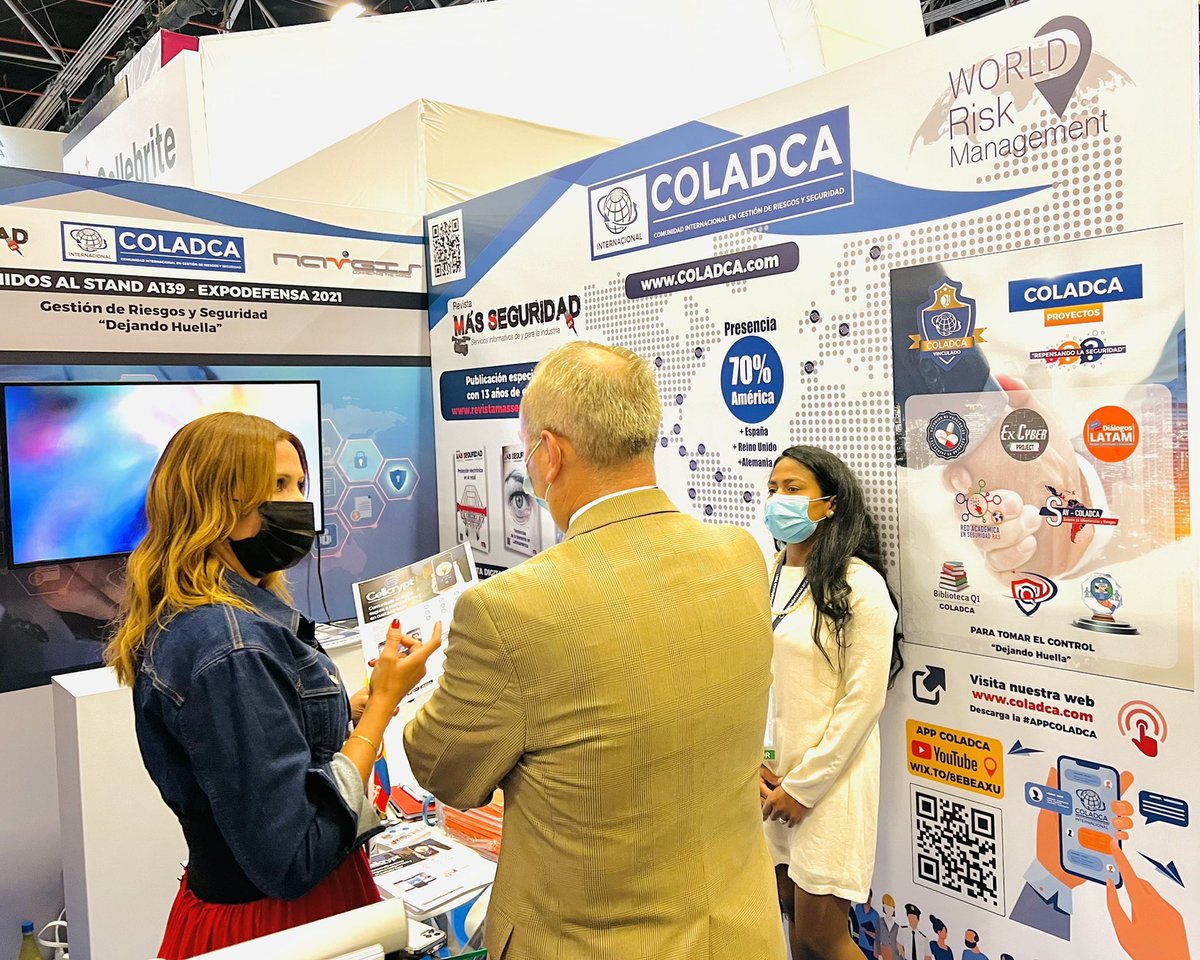 COLADCA's tweet photo. #DeValor Agradecidos por la visita de representantes de la Seguridad en la industria de la Hospitalidad y el Turismo, seguimos socializando temas de nuestra organización, además de encriptación para comunicaciones seguras en el Stand A319 de #Expodefensa 2021 #Dejandohuella https://t.co/iHTNcWAslS