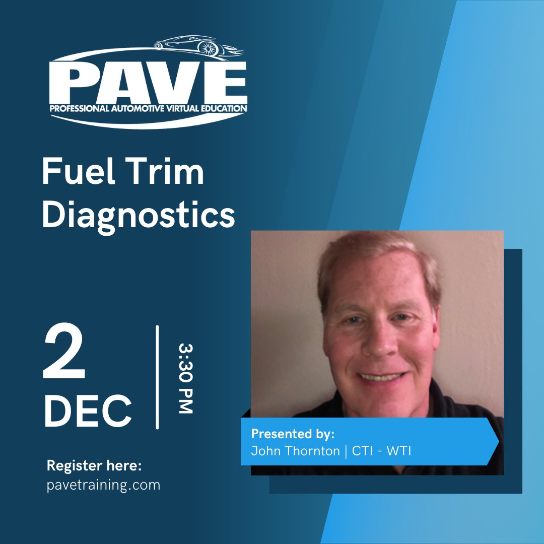 PAVE Training Session Highlight: Join us for "Fuel Trim Diagnostics" with John Thornton. Register here: pavetraining.com #PAVETraining #FeaturedSpeakerFriday