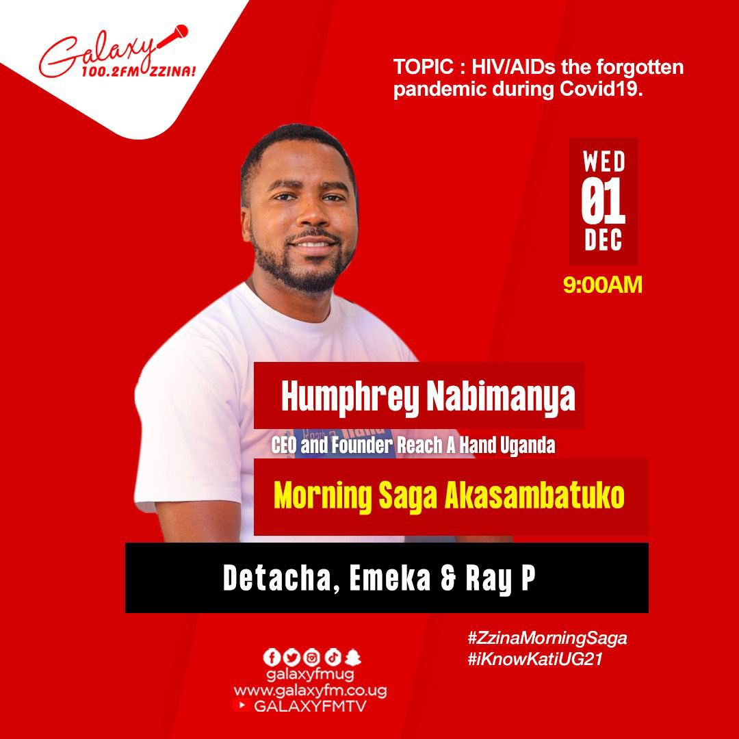 It is a fact that the cases of HIV/AIDS are still high in our communities, and yet attention is shifting to the ongoing COVID-19 pandemic.  

Join @HumNabimanya the CEO & founder of @reachahand on @GalaxyFMUg as he delves deeply into this discussion 

#IknowkatiUG 
#ZzinaAccess