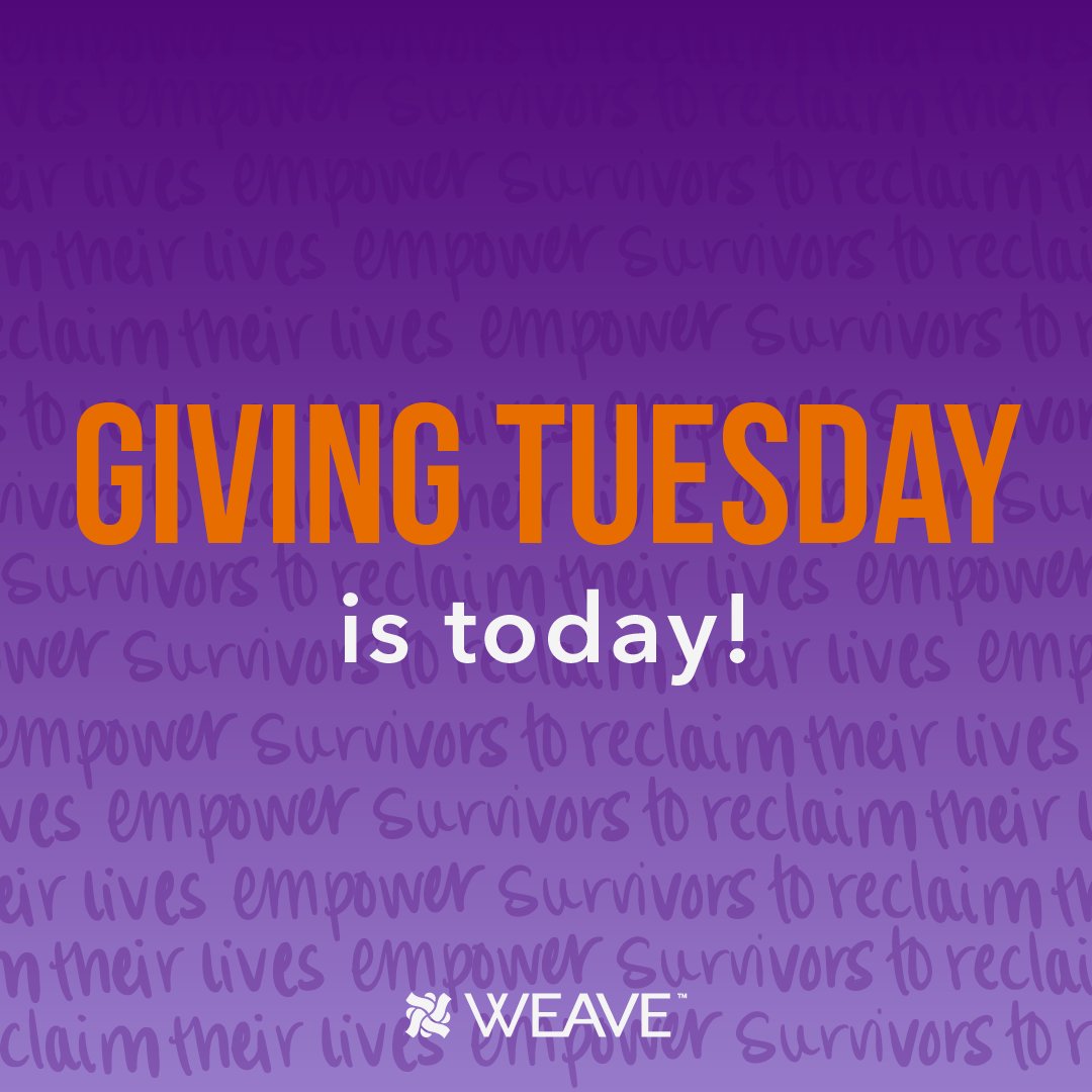 WEAVEinc's tweet photo. Itโs Giving Tuesday! Give today at https://t.co/MzZlI447E7. Please help spread the word by sharing this post. Every dollar raised helps empower survivors.
#WEAVEGotThis #GivingTuesday #Sacramento #ThankYou https://t.co/dgdFRXqYWV
