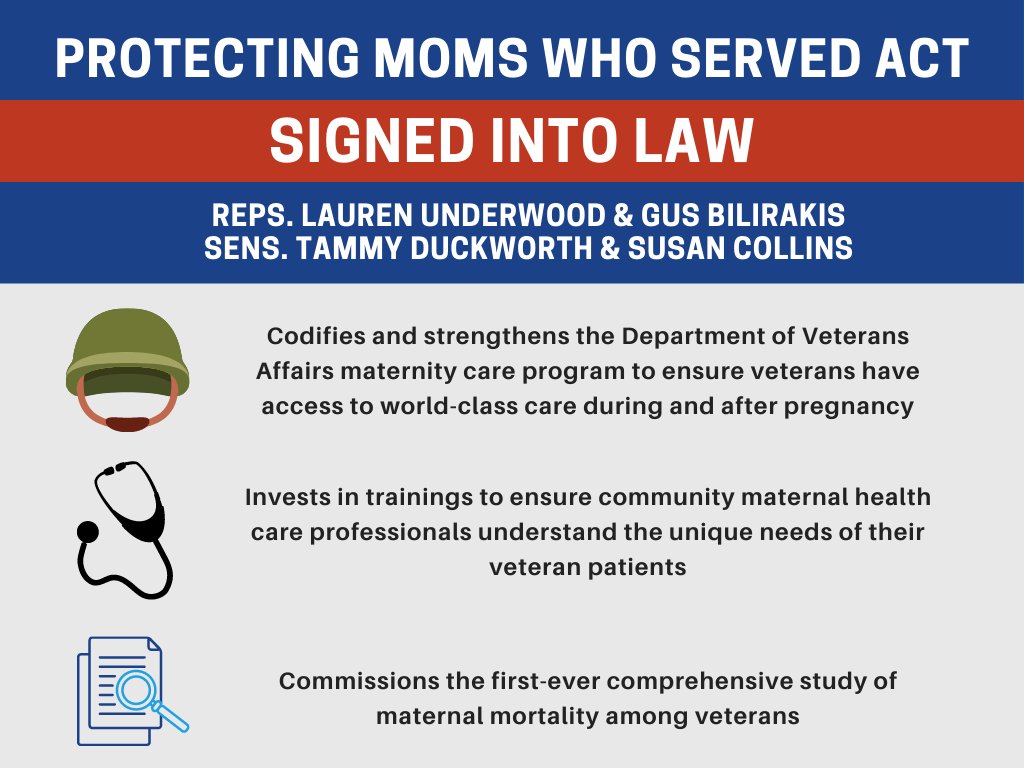 BMHCaucus's tweet photo. The Protecting Moms Who Served Act has been signed into law by @POTUS! This is the first #Momnibus bill to be enacted and a historic investment to ensure veterans receive the world-class maternal health care they need and deserve. https://t.co/6ebI4S6ewk