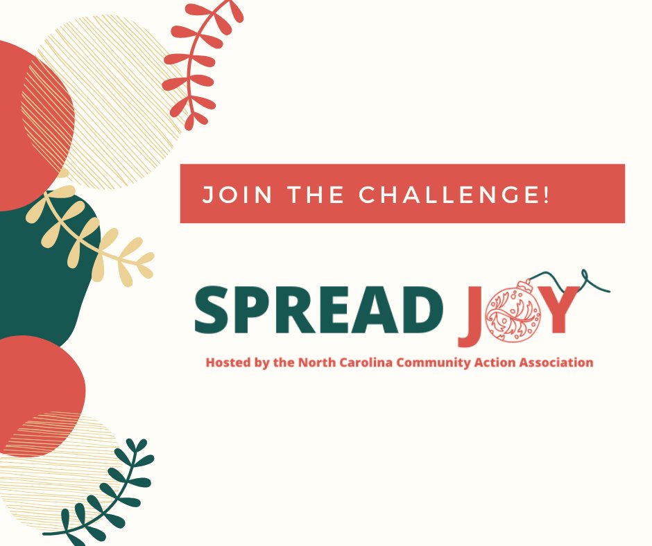NCCommAction's tweet photo. The Spread Joy challenge starts tomorrow! This 12 day Spread Joy challenge is the perfect way to boost your community with easy to do acts of kindness. Learn more at https://t.co/XBhNdPaK7Y
#NCCAA #NCCommunityAction #spreadjoy #spreadjoychallenge #christmasspirit #holidaycheer https://t.co/G2nNVPOBLD
