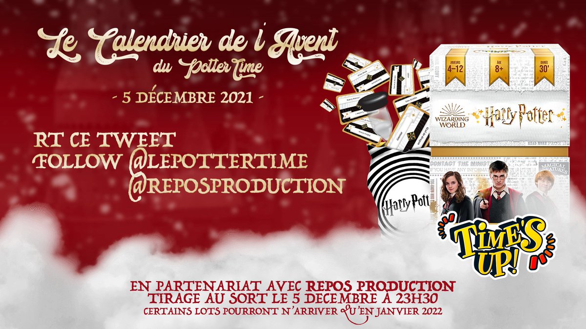 LePotterTime's tweet photo. 🎄 CALENDRIER DE L'AVENT POTTERHEAD 🎄

Tentez de remporter un Time's Up! Harry Potter ! 😱

👉🏻 Follow @LePotterTime &amp; @ReposProduction 
👉🏻 RT le tweet

Fin du concours le 05/12 à 23H30 ! 🎁

#HarryPotter #Potterhead #Concours https://t.co/bMw4n8T5p4