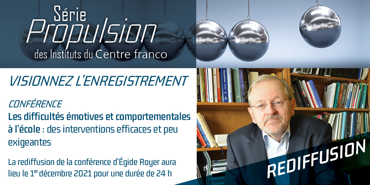 📽️ RDV demain!
Ne manquez pas la rediffusion de la conférence avec <a href="/EgideRoyer/">Egide Royer</a>, ce mercredi 1 décembre 2021 pour une durée de 24 heures.
Pour y accéder, connectez-vous dès 8 h à la page Web lecentrefranco.ca/serie-propulsi… 
 #InstduCentre #sériePropulsion <a href="/LeCentrefranco/">Le Centre franco</a>