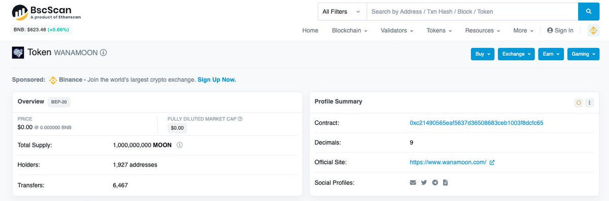 We are pleased to announce that all our official details have been updated on <a href="/bscscan/">BscScan</a> Please only use the official links mentioned there. There are loads of fake groups and contracts out there. 

bscscan.com/token/0xc21490…

#bsc #WANAMOON #crypto #binance #cryptocurrecy #StaySafe