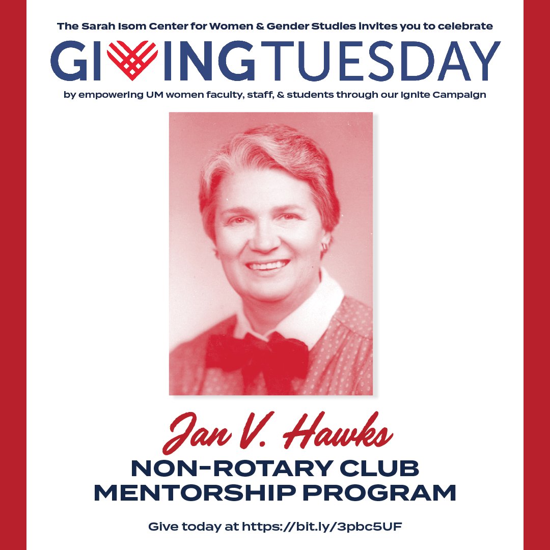 Celebrate Giving Tuesday by helping us reach our goal of empowering UM women faculty, staff, and students! 
Visit bit.ly/3lgJuMw to give today. 
#givingtuesday #givingtuesday2021 #olemiss #ignite #fundraiser #give #giveback #woman