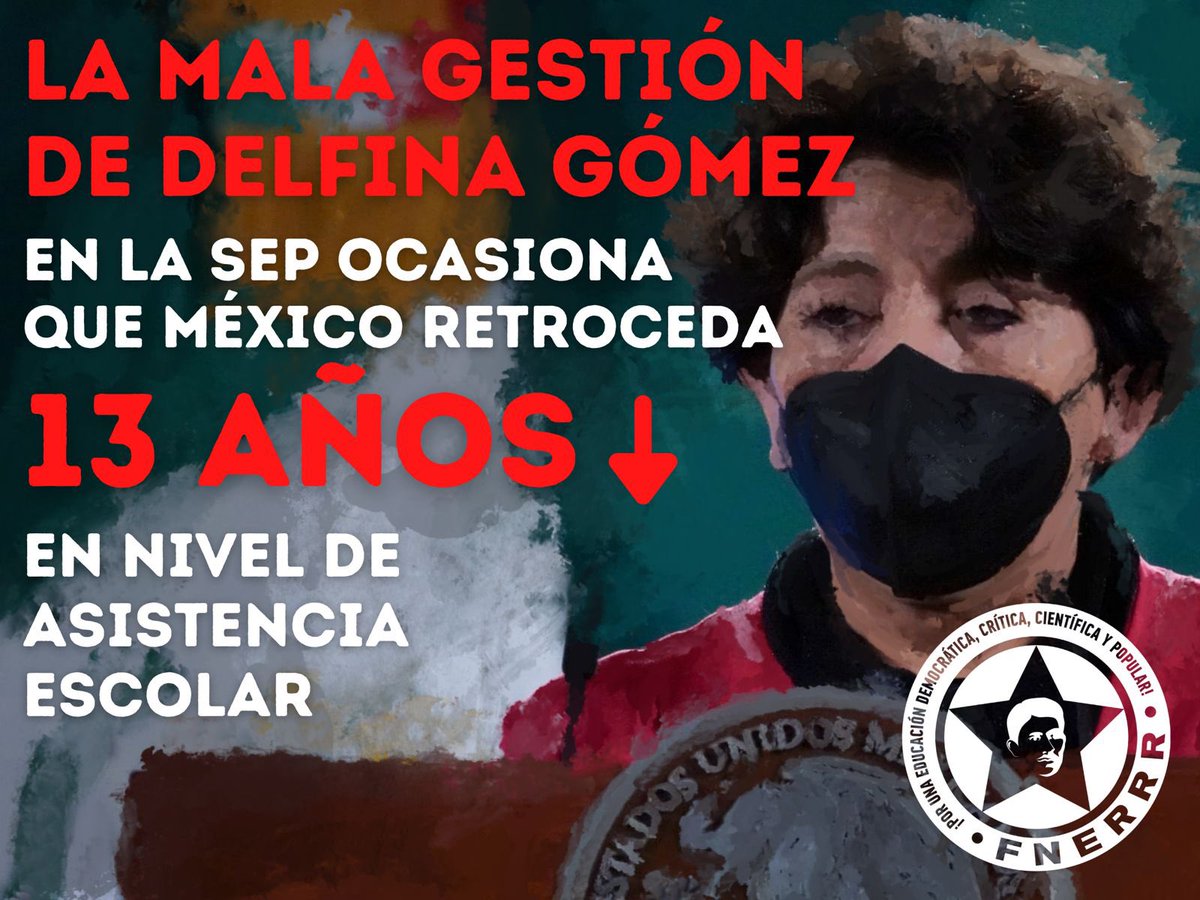 IsoldaMoranRe's tweet photo. Delfina Gómez comete graves errores en el manejo de las clases ante la pandemia. Su mala gestión ocasiona que México retroceda 13 años en nivel de asistencia escolar. https://t.co/8zW6XxKuJK