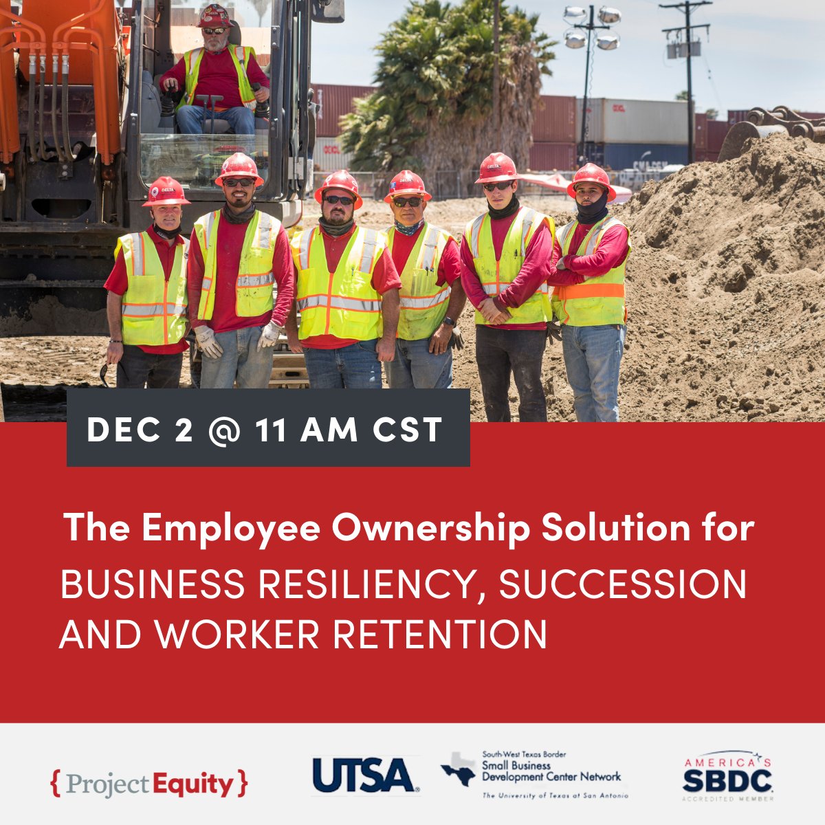 THIS Thursday, join us and the UTSA SBDC for a free webinar to learn about employee ownership as a viable succession planning option for them in today’s environment. Register: utsa.ecenterdirect.com/events/33539