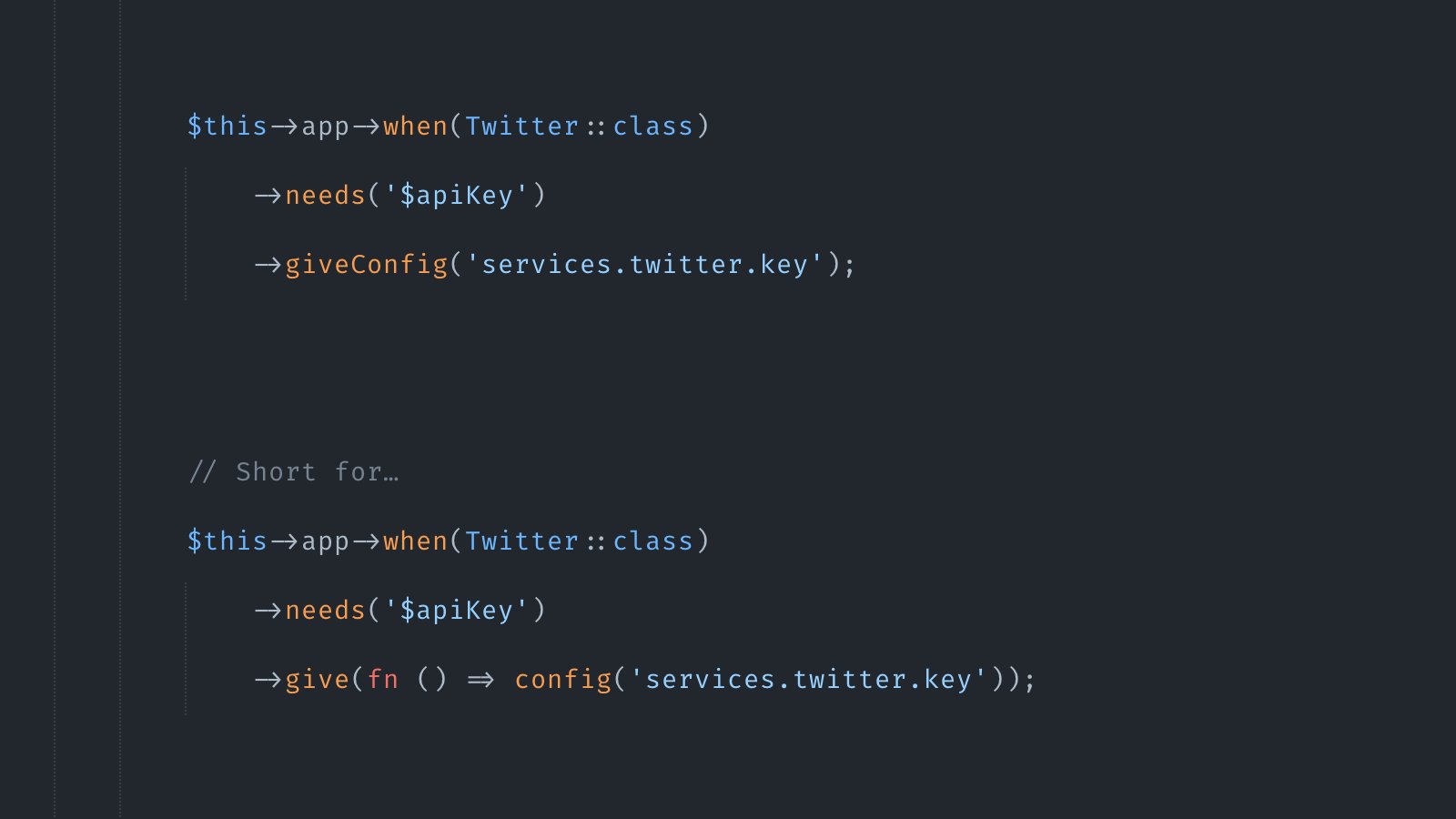 You can use giveConfig() when using contextual binding