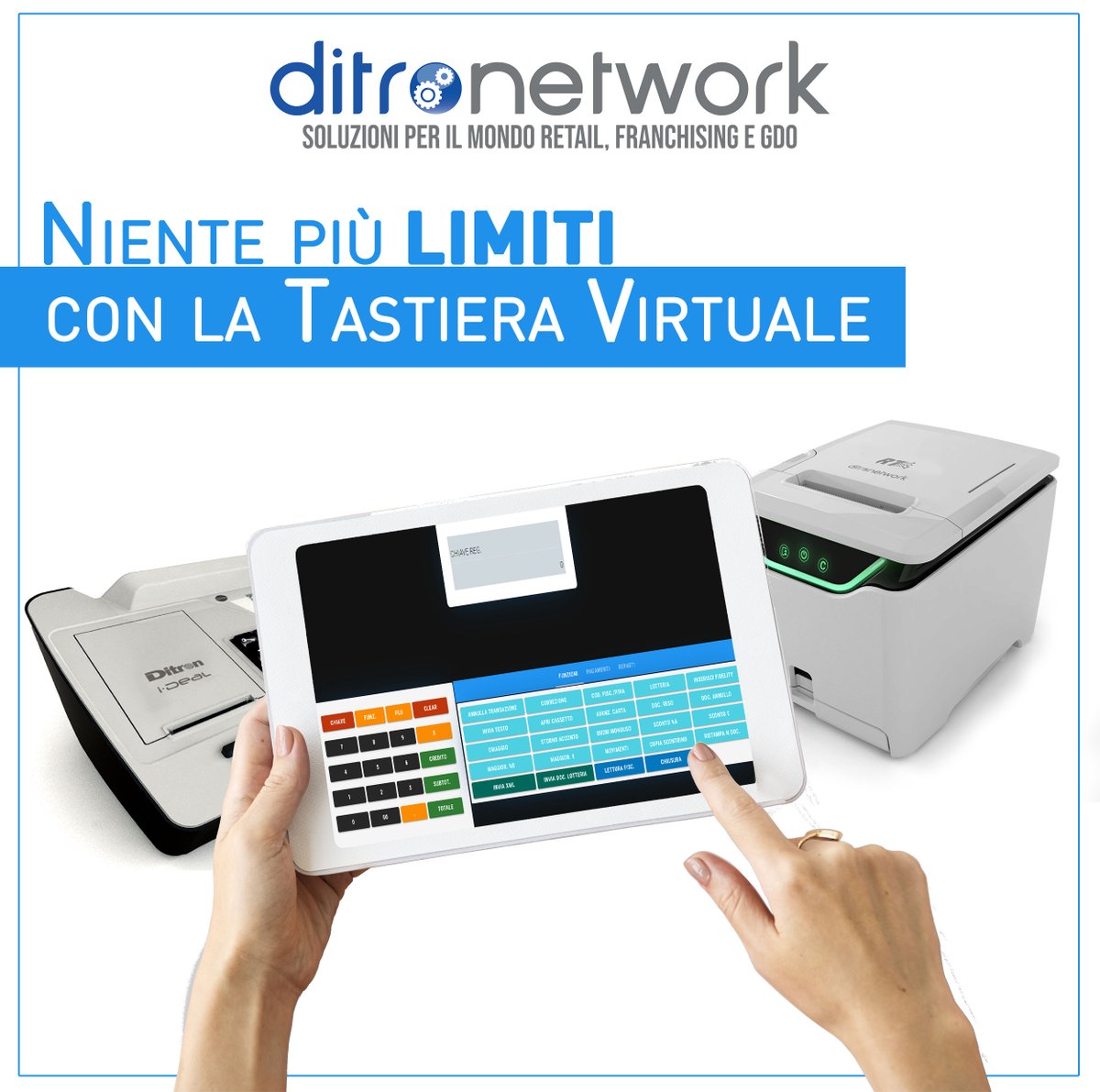 La Tastiera Virtuale è la funzionalità GRATUITA  Ditronetwork disponibile sugli RT, che  consente di inviare comandi direttamente da PC, o da tablet o smartphone in modo rapido e intuitivo, facilitando le operazioni  dell’esercente.
ditronetwork.com/landings/showp…