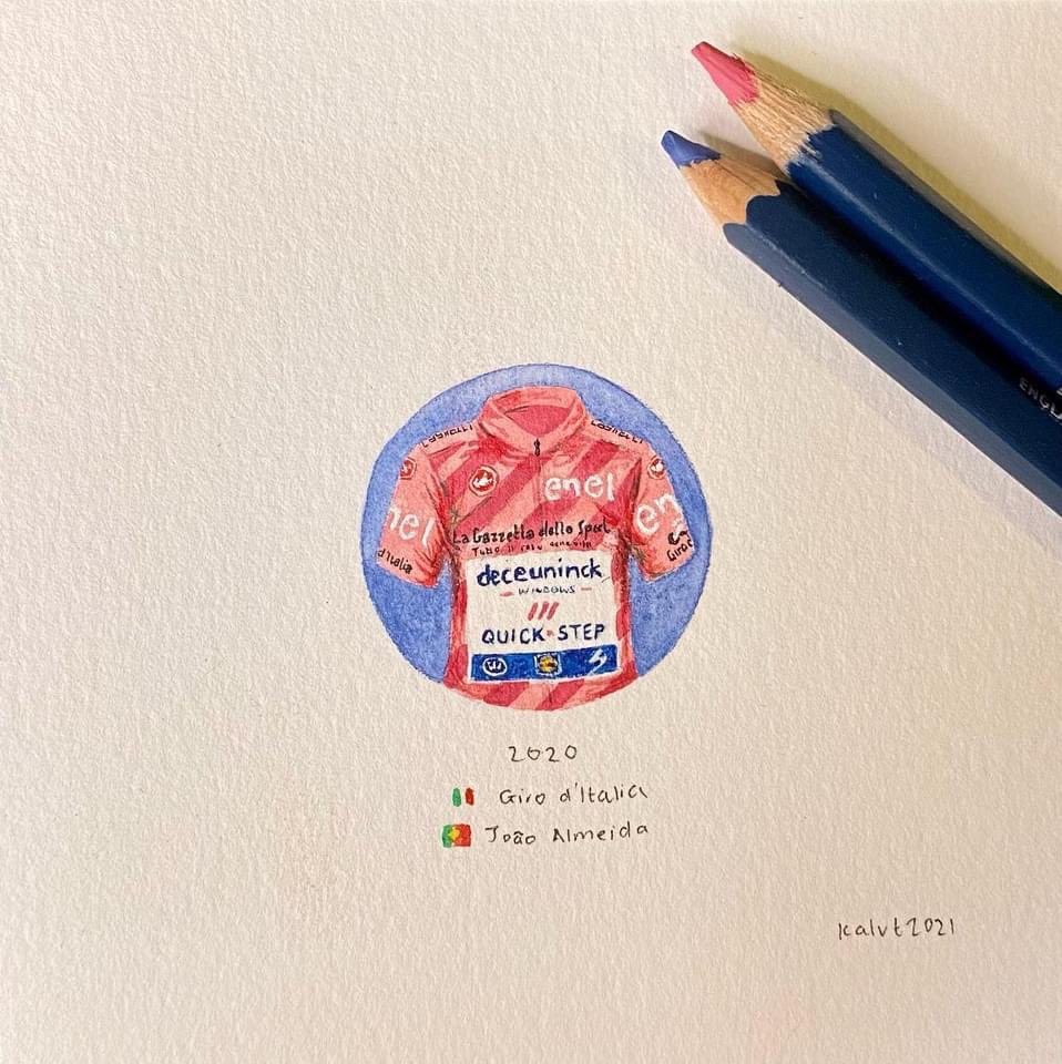 15 days in pink at the <a href="/giroditalia/">Giro d'Italia</a> 2020 <a href="/JooAlmeida98/">João Almeida</a> was a revelation at the age of 22.  
 A special performance deserves a special painting. Off to the framer now before being packaged abs couriered in-time for Christmas