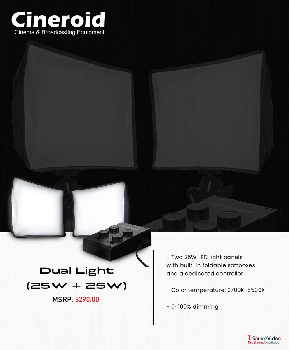 1sourcevideo's tweet photo. Check out @CINEROID's NEW Dual Light Kit!

#Cineroid #1SourceVideo #DualLightingKit #lights #lighting #flexible #LEDs #cameramount #camerasetup #cameraman #dp #lighteffects #lightingintensity #converter #patterngenerator #RedefiningDistribution https://t.co/xvjmmzhd1M