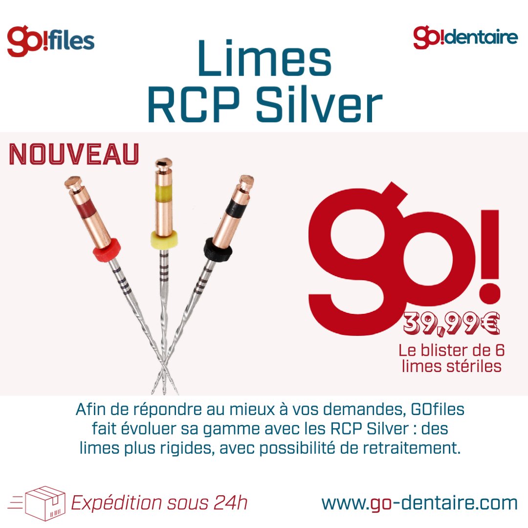 GOdentaire's tweet image. Les limes GOfiles RCP Silver sont arrivées ! Des limes plus rigides, avec possibilité de retraitement : go-dentaire.com/limes/limes-go… #limes #GOfiles #dentiste #dentaire #chirurgiedentaire #dentista #france #cabinetdentaire #endodontie #adf