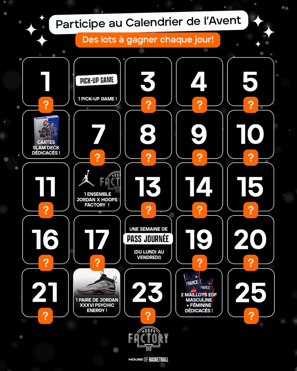 Hoops_Factory's tweet photo. Chez #HoopsFactory, on vous gâte tout le mois de décembre avec notre calendrier de l’avent 🎄 C’est simple, un jour, une surprise 🎁
Rendez-vous sur notre compte Instagram pour en savoir plus.
📲 https://t.co/Nhy2pyBn76 https://t.co/YAlHAgfiVb