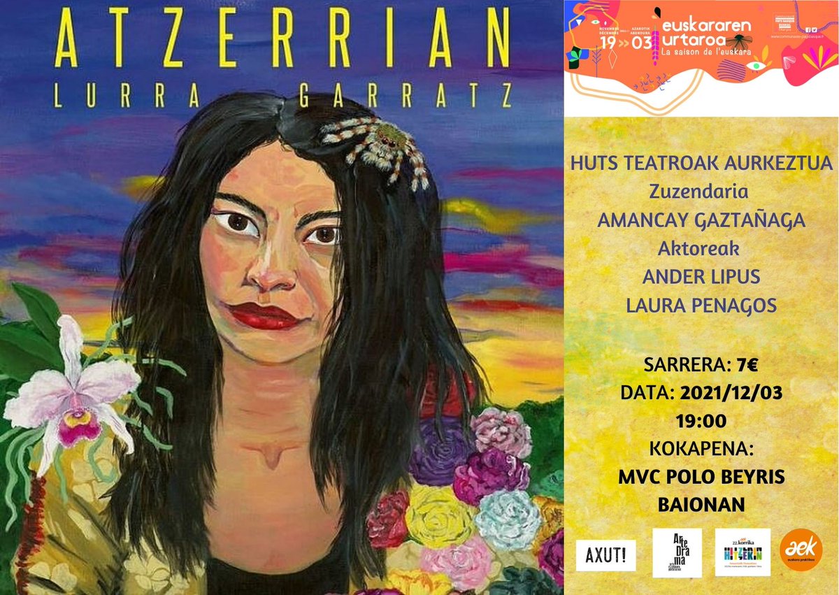 Arratsalde on denoi! 
Ostiral honetan, abenduak 3, "Atzerrian lurra garratz" antzezlana izanen dugu Baionako MVC Polo Beyris aretoan, 19:00etan, Euskararen Urtaroaren kari. Edariak eta taloak ere izango dira... 
Zatozte elgarrekin une goxo bat pasatzera!