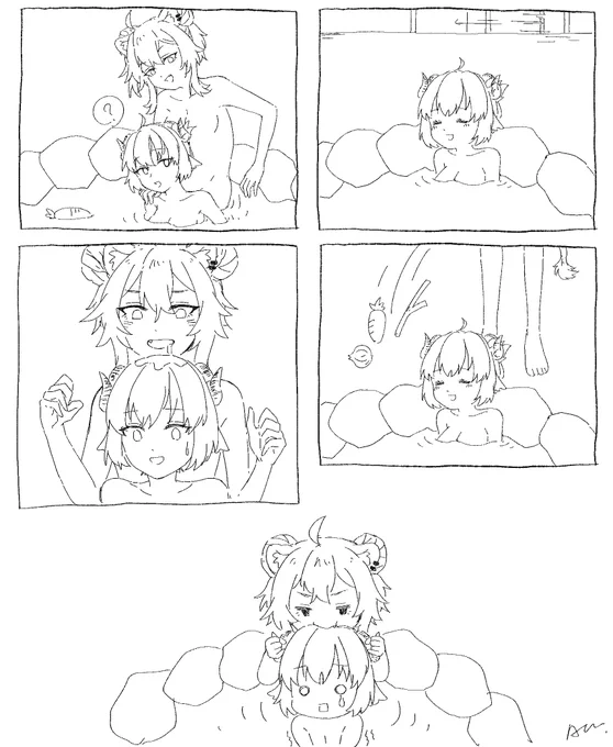 🤔🍖🍖🤔 #つのまきあーと #ししらーと