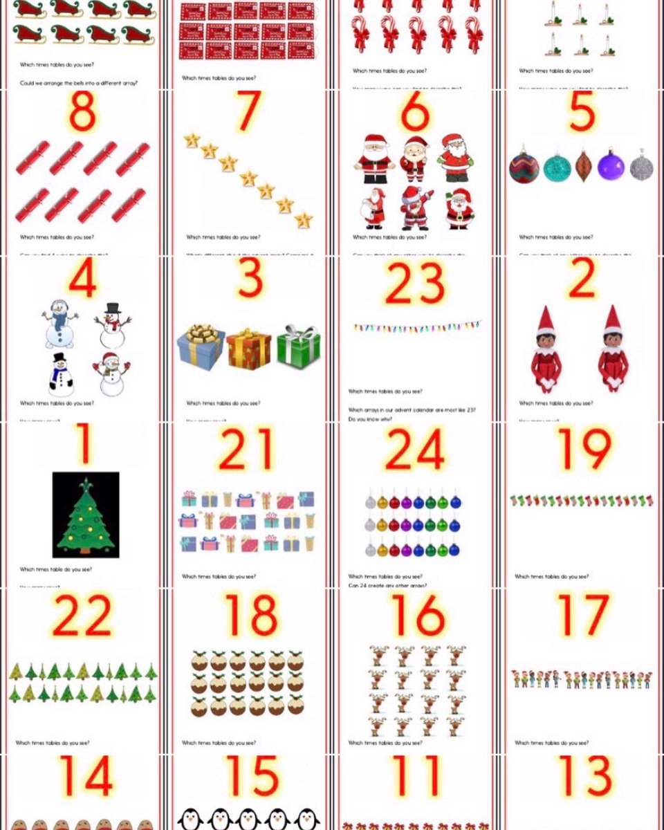 Almost time for the advent calendar to come out! Our #adventarrays make an amazing instant display and help develop conversation around multiplication too. Get yours here 🎄🎅🏻 clevercounting.co.uk/shop/advent-ar…