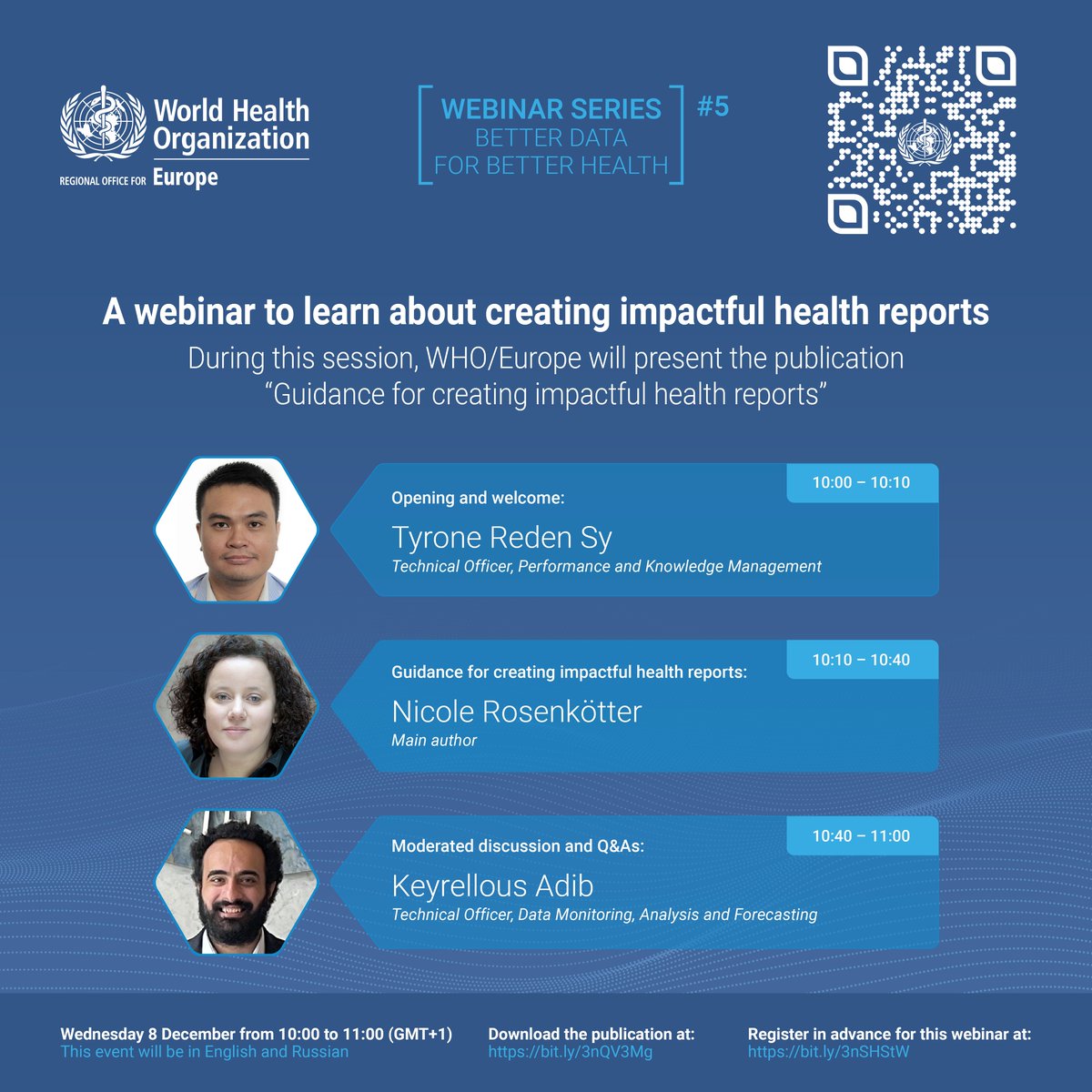 WHO_Europe's tweet photo. Do you know how to create impactful health reports whose findings get picked up by policymakers? Listen to expert Nicole Rosenkötter @rosenktter at WHO/Europe’s next #BetterDataForBetterHealth webinar to learn more. 

Register 👉 https://t.co/zl7D31xvGi

🗓️ 🕙 8 Dec, 10am CET https://t.co/GYfYVMY9qf